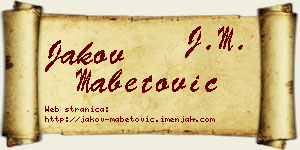 Jakov Mabetović vizit kartica